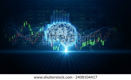 Automatically trading bot, Software analyzes market data and executes trades automatically, Using artificial intelligence algorithms, 3d rendering