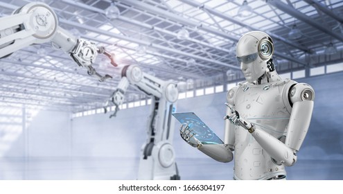 Smart Factory Industry 40 Concept Robotic Stock Photo (Edit Now) 1555370324