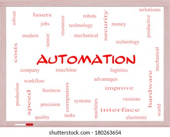 Automation Word Cloud Concept On Whiteboard Stock Illustration ...