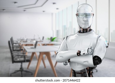 Automation Worker Concept With 3d Rendering Ai Robot Working In Smart Office