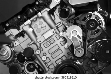 Automobile Engine. Digital Illustration With Soft Texture Of Contemporary Oil Painting.