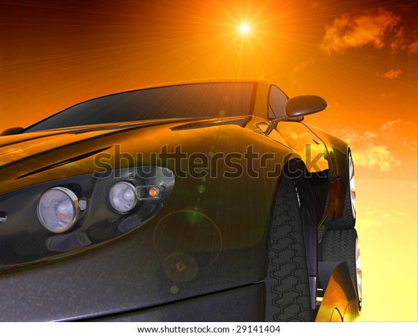 The automobile on a\
mirror background