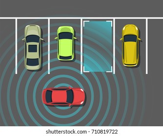 Autonomous Car Parking Top View Self Stock Vector (Royalty Free ...