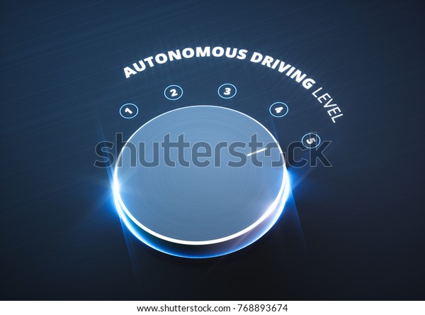 Autonomous driving\
level concept. 3d\
rendering.