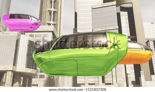 Autonomous\
Electric Vehicles City Future 3D\
Illustration