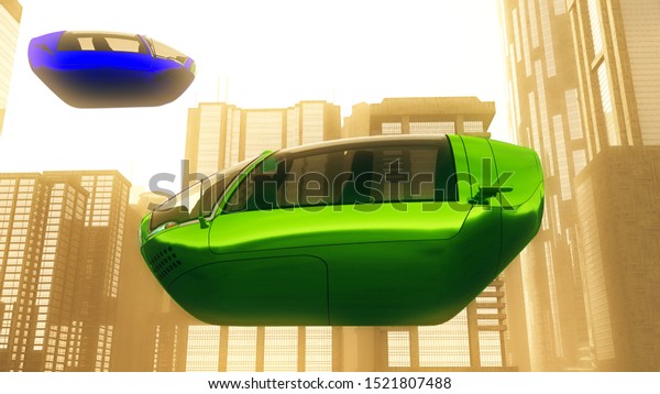 Autonomous\
Electric Vehicles City Future 3D\
Illustration
