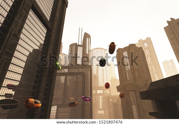 Autonomous Future Electric Vehicles in City
Sunset 3D
Illustration