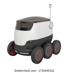 Autonomous Robot. 3D Rendering Isolated On White Background