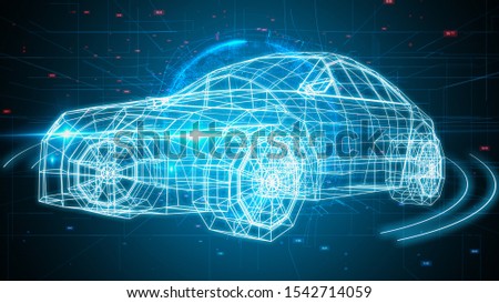 Autonomous self drive vehicle.Driverless car. Self driving vehicle.various automotive sensing system.3D rendering. Imagine de stoc © 