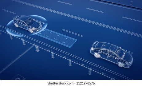 Autonomous Self Driving Electric Car Change Stock Illustration 1121978573