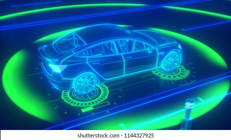 Autonomous Self Driving Electric Car Rides Stock Illustration ...