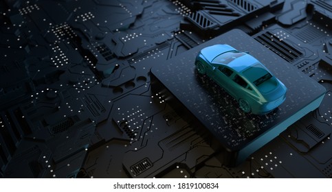 Autonomous Self Driving Vehicle 3d illustration