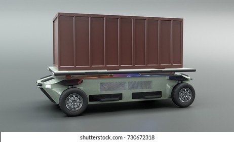 Autonomous Vehicle Truck On Grey Background 3d Illustration 