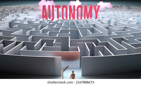 Autonomy and a challenging path that leads to it - confusion and frustration in seeking it, complicated journey to Autonomy,3d illustration