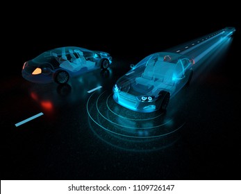 Autopilot driverless vehicle - 3D rendering