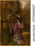 Autumn (1870s) by Philippe Jacques Linder. Vintage portrait oil painting. Vintage oil painting artwork.