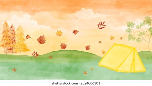 autumn camping background with leaves - Powered by Shutterstock