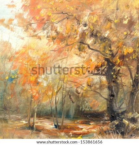 Autumn colors, background, oil painting