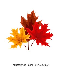 Autumn Falling Leaves Icon Isolated On White Background.  Illustration 