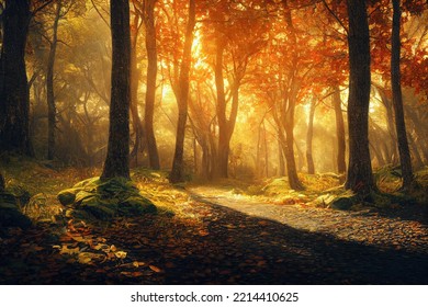 Autumn forest landscape, art illustration - Powered by Shutterstock