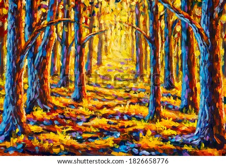 Autumn forest paintings monet painting claude impressionism paint landscape autumn trees in park oil