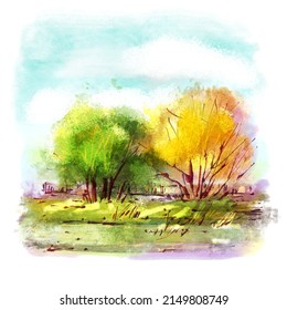 22,268 Autumn park watercolor Images, Stock Photos & Vectors | Shutterstock