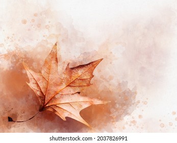 Autumn leave - watercolor on a white background. Fall illustration.