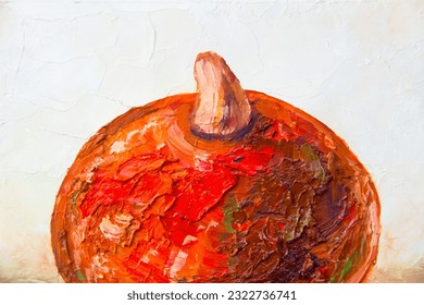 Autumn pumpkins oil painting