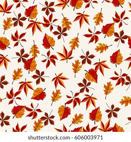 Vector Illustration Retro Fall Leaves Seamless Stock Vector Royalty Free