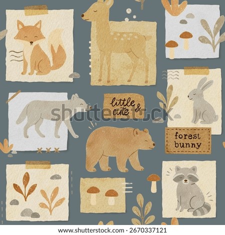 Autumn seamless pattern design. Print with animals for fabrics and clothes	