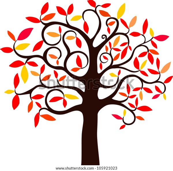 Autumn Tree Isolated On White Background Stock Illustration 105921023 ...