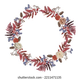 Autumn Wreath Watercolor Fall Leaves. Watercolor Wreaths.