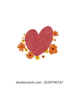 Autumn-themed blooming heart in vibrant red hues, capturing the warmth and beauty of the season. The delicate heart-shaped design evokes feelings of love and coziness, perfect for seasonal projects  - Powered by Shutterstock