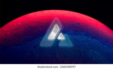 Avalanche (AVAX) icon on abstract background. Avax crypto currency.