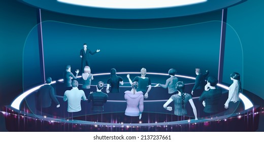 Avatars VR Glasses in Metaverse Classroom Online School Holograms Meetings Seminars in Metaverse 3D Illustrations - Powered by Shutterstock