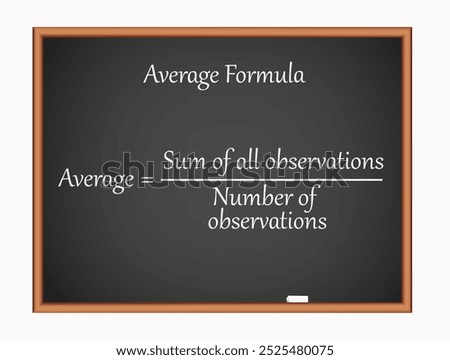 Average Formula on a black board. Science education illustration