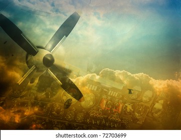 Aviation Vintage Background. Military Pattern