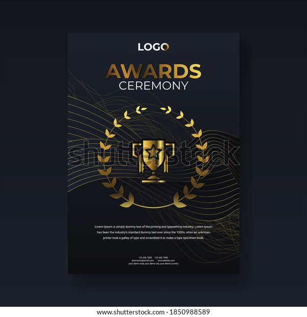 Award Ceremony Flyer Poster Design Golden Stock Illustration 1850988589 ...