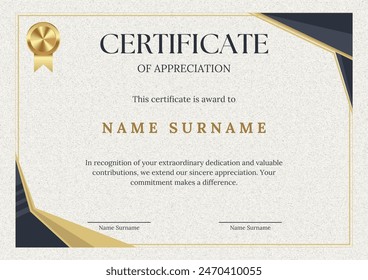 award certificate template design, with black and gold geometric design. day 09 - Powered by Shutterstock