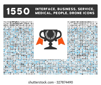 Award Cup and other web interface, business tools, people poses, medical service glyph icons. Style is flat symbols, bicolored, rounded angles, white background.
