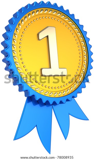 Award Ribbon Badge Golden Number One Stock Illustration 78008935