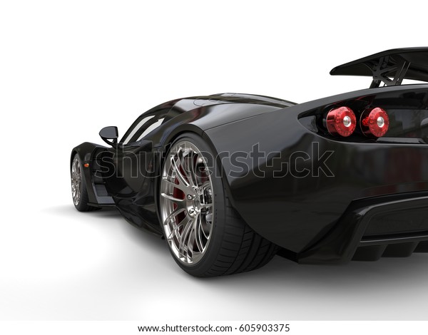 Awesome黒いスーパーカー 後輪ショット 3dイラスト のイラスト素材
