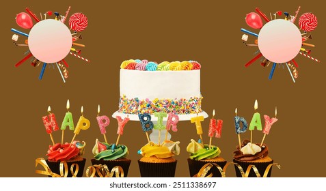 Awesome decorated happy birthday cake. - Powered by Shutterstock