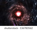 Awesome space background with the explosion of star