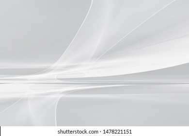 Awesome White And Grey Abstract Background. Futuristic Motion Waves  Design. Interior Perspective Home Decoration.