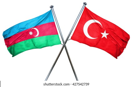 Azerbaijan Flag  Combined With Turkey Flag