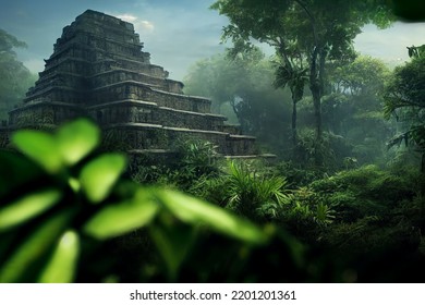 Aztec Temple Lost In The Jungle - Digital Art