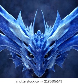 Azure Magic Ice Dragon Portrait