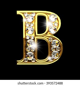 B Isolated Golden Letters Diamonds On: Ilustrações Stock 393572488 ...