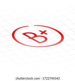 B plus examination result grade red latter mark